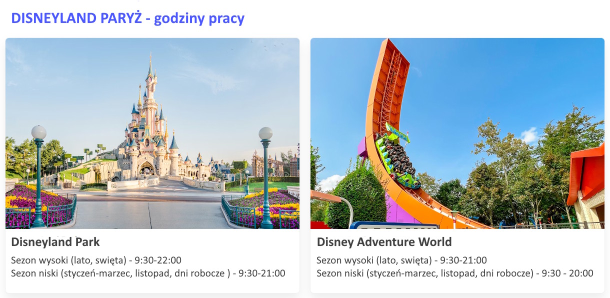 godziny pracy w disneylandzie